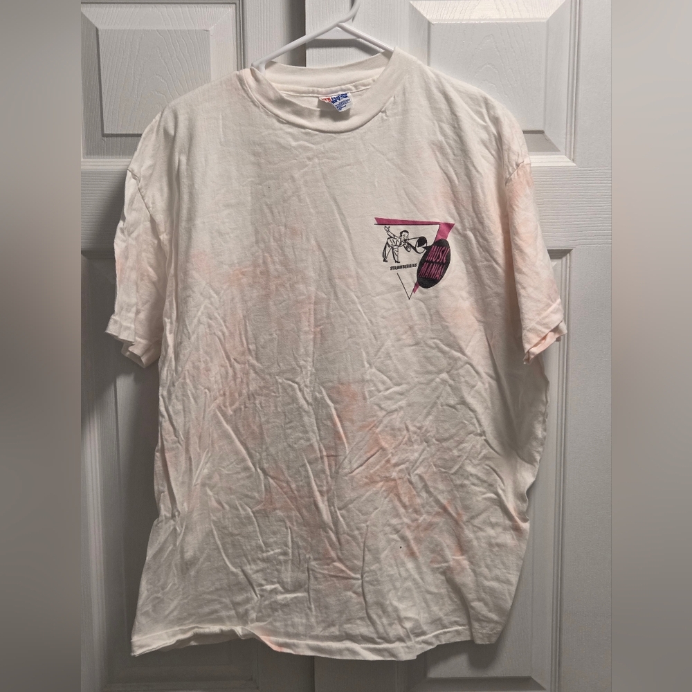 (5/$25) Vintage 90s Hanes Beefy Graphic Tee - Strawberries Music Mania Size XL